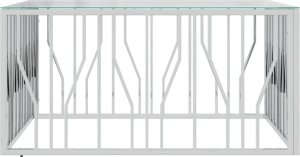 vidaXL Stolik kawowy, 100x100x50 cm, stal nierdzewna i szkło 3