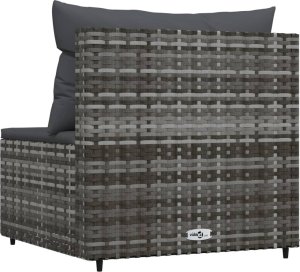 vidaXL vidaXL Środkowy moduł sofy z poduszką, szary, polirattan 4