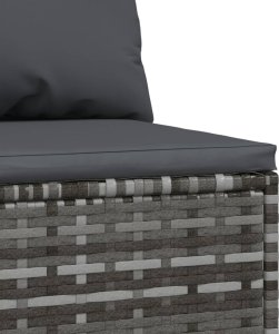 vidaXL vidaXL Środkowy moduł sofy z poduszką, szary, polirattan 5