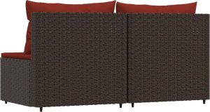 vidaXL vidaXL Środkowe moduły sofy z poduszkami, 2 szt., brązowe, polirattan 3