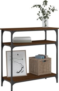 vidaXL vidaXL Stolik konsolowy, brązowy dąb, 75x29x75 cm 3