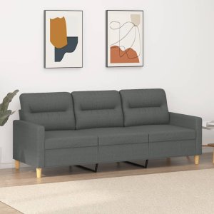 vidaXL Sofa 3-osobowa, ciemnoszara, 180 cm, tapicerowana tkaniną 1