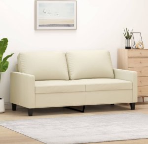 vidaXL 2-osobowa sofa, kremowy, 140 cm, sztuczna skóra 1