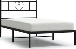 vidaXL vidaXL Metalowa rama łóżka z wezgłowiem, czarna, 75x190 cm 2