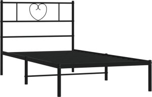 vidaXL vidaXL Metalowa rama łóżka z wezgłowiem, czarna, 75x190 cm 4
