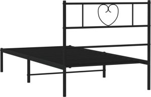 vidaXL vidaXL Metalowa rama łóżka z wezgłowiem, czarna, 75x190 cm 7