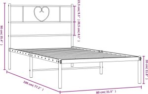 vidaXL vidaXL Metalowa rama łóżka z wezgłowiem, czarna, 75x190 cm 9