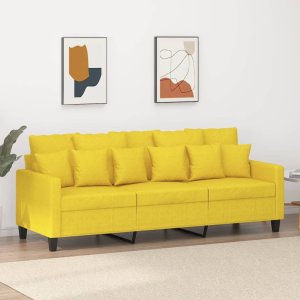 vidaXL Sofa 3-osobowa, jasnożółta, 180 cm, tapicerowana tkaniną 1