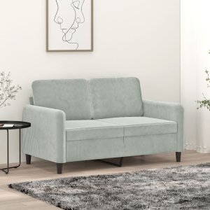 vidaXL Sofa 2-osobowa, jasnoszara, 120 cm, tapicerowana aksamitem 1