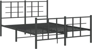 vidaXL vidaXL Metalowa rama łóżka z wezgłowiem i zanóżkiem, czarna, 135x190cm 3