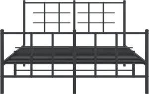 vidaXL vidaXL Metalowa rama łóżka z wezgłowiem i zanóżkiem, czarna, 135x190cm 5