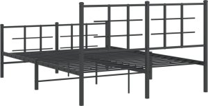 vidaXL vidaXL Metalowa rama łóżka z wezgłowiem i zanóżkiem, czarna, 135x190cm 7