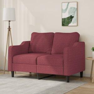 vidaXL vidaXL Sofa 2-osobowa, winna czerwień, 120 cm, tapicerowana tkaniną 1