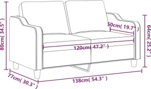 vidaXL vidaXL Sofa 2-osobowa, winna czerwień, 120 cm, tapicerowana tkaniną 8