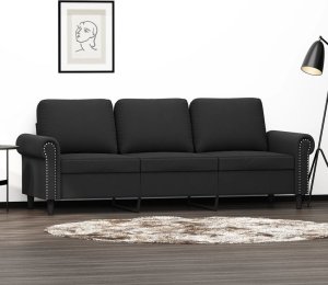 vidaXL Sofa 3-osobowa, czarny, 180 cm, tapicerowana aksamitem 1