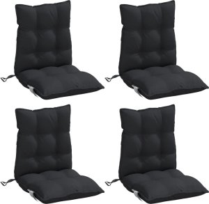 vidaXL vidaXL Poduszki na krzesła z niskim oparciem, 4 szt., czarne 3