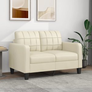 vidaXL 2-osobowa sofa, kremowy, 120 cm, sztuczna skóra 1