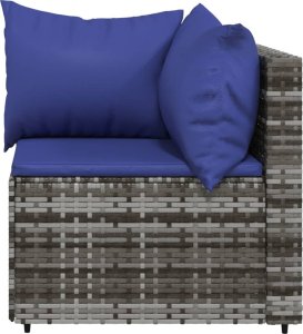 vidaXL Narożny moduł sofy z poduszkami, szary, polirattan 3