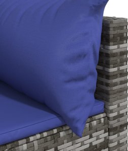 vidaXL Narożny moduł sofy z poduszkami, szary, polirattan 6