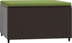 vidaXL Podnóżek ogrodowy z poduszką, brązowy, polirattan 2