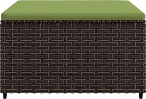 vidaXL Podnóżek ogrodowy z poduszką, brązowy, polirattan 3