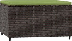 vidaXL Podnóżek ogrodowy z poduszką, brązowy, polirattan 5