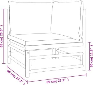 vidaXL 2-cz. zestaw mebli do ogrodu, zielone poduszki, bambus 9