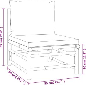 vidaXL 2-cz. zestaw mebli do ogrodu, zielone poduszki, bambus 10