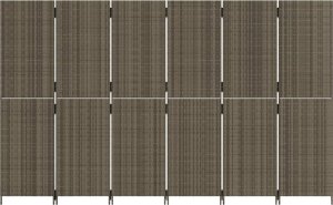 vidaXL Parawan 6-panelowy, szary, polirattan 5