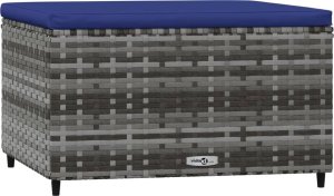 vidaXL Podnóżek ogrodowy z poduszką, szary, polirattan 2