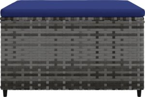 vidaXL Podnóżek ogrodowy z poduszką, szary, polirattan 3