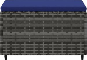 vidaXL Podnóżek ogrodowy z poduszką, szary, polirattan 4