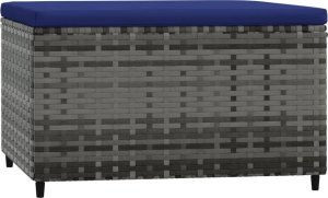 vidaXL Podnóżek ogrodowy z poduszką, szary, polirattan 5
