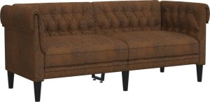 vidaXL Sofa Chesterfield, dwuosobowa, brązowa, obita tkaniną 2