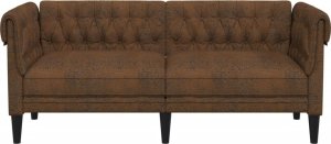 vidaXL Sofa Chesterfield, dwuosobowa, brązowa, obita tkaniną 4