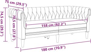 vidaXL Sofa Chesterfield, dwuosobowa, brązowa, obita tkaniną 9
