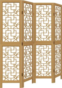 vidaXL Parawan pokojowy, 4-panelowy, brązowy, lite drewno paulowni 2