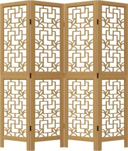 vidaXL Parawan pokojowy, 4-panelowy, brązowy, lite drewno paulowni 4