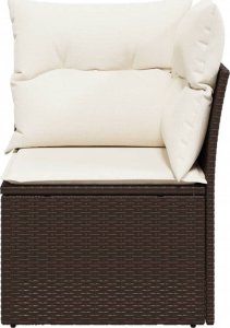 vidaXL Narożny moduł sofy z poduszkami, brązowy, polirattan 4