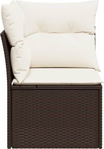 vidaXL Narożny moduł sofy z poduszkami, brązowy, polirattan 5