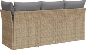 vidaXL Sofa ogrodowa z poduszkami, 3-osobowa, beż, polirattan 6