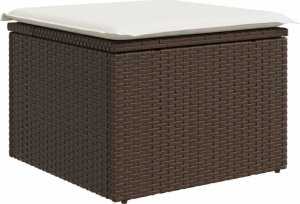 vidaXL vidaXL Stołek ogrodowy z poduszką, brązowy, 55x55x37 cm, polirattan 2