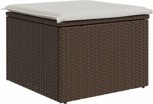vidaXL vidaXL Stołek ogrodowy z poduszką, brązowy, 55x55x37 cm, polirattan 6