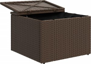 vidaXL vidaXL Stołek ogrodowy z poduszką, brązowy, 55x55x37 cm, polirattan 7