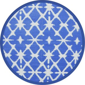 vidaXL vidaXL Dywan na zewnątrz, niebiesko-biały, 120 cm, PP 2