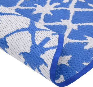 vidaXL vidaXL Dywan na zewnątrz, niebiesko-biały, 120 cm, PP 5