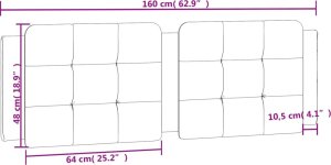 vidaXL Poduszka na wezgłowie, biało-czarna, 160 cm, sztuczna skóra 10