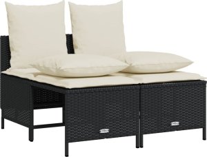 vidaXL 4-cz. zestaw wypoczynkowy do ogrodu, poduszki, czarny rattan PE 2
