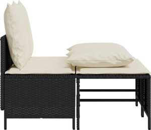 vidaXL 4-cz. zestaw wypoczynkowy do ogrodu, poduszki, czarny rattan PE 4