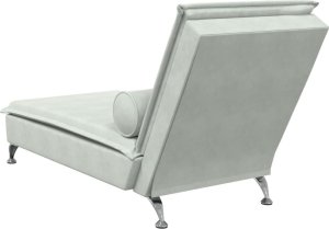 vidaXL vidaXL Szezlong masujący z wałkiem, jasnoszary, aksamitny 6